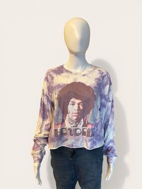 Authentic Hendrix Jimi Hendrix Tie Dye Long Sleeve Cropped Tee